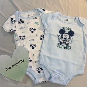 Disney - Mickey Mouse Baby Bodysuit Duo - Light Blue and White